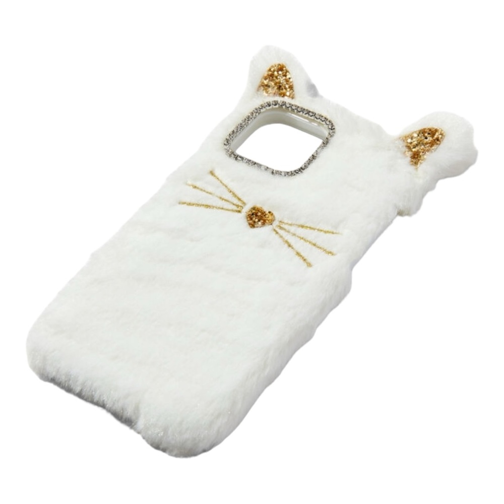 BRAND NEW Claire’s Furry White Kitty Cat Apple iPhone 13/13‎ Pro Phone Case